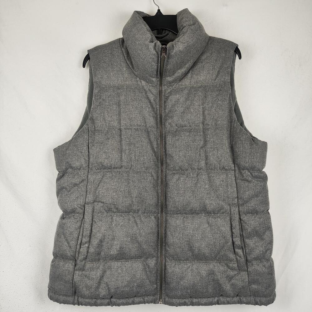 Old Navy Vest Mens XL Gray Puffer Full Zip Fleece Lined Outdoor Winter